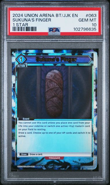 2024 Union Arena Ue03Bt/Jjk Jujutsu Kaisen Sukuna's Finger #063 (1 Star) Gem Mt 10 front