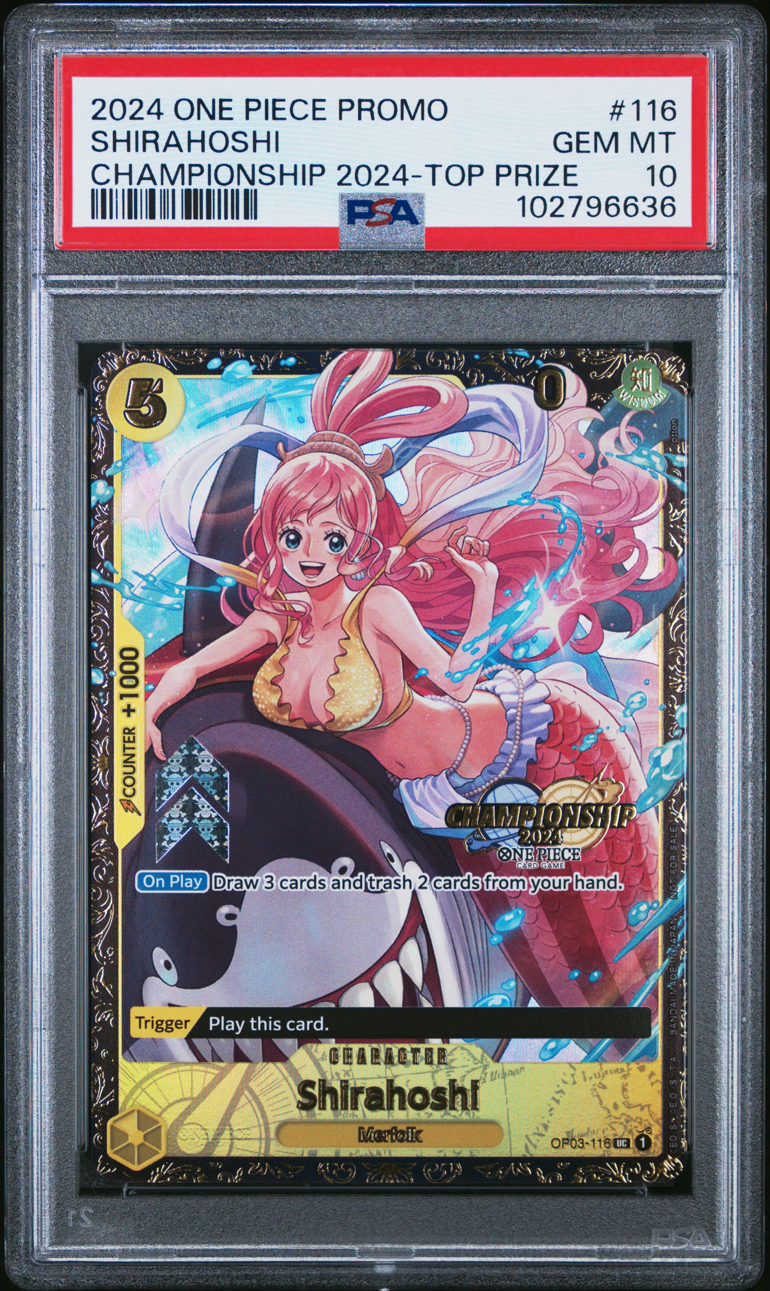 2024 One Piece Promos Shirahoshi #116 (Championship 2024-Top Prize) Gem Mt 10 front