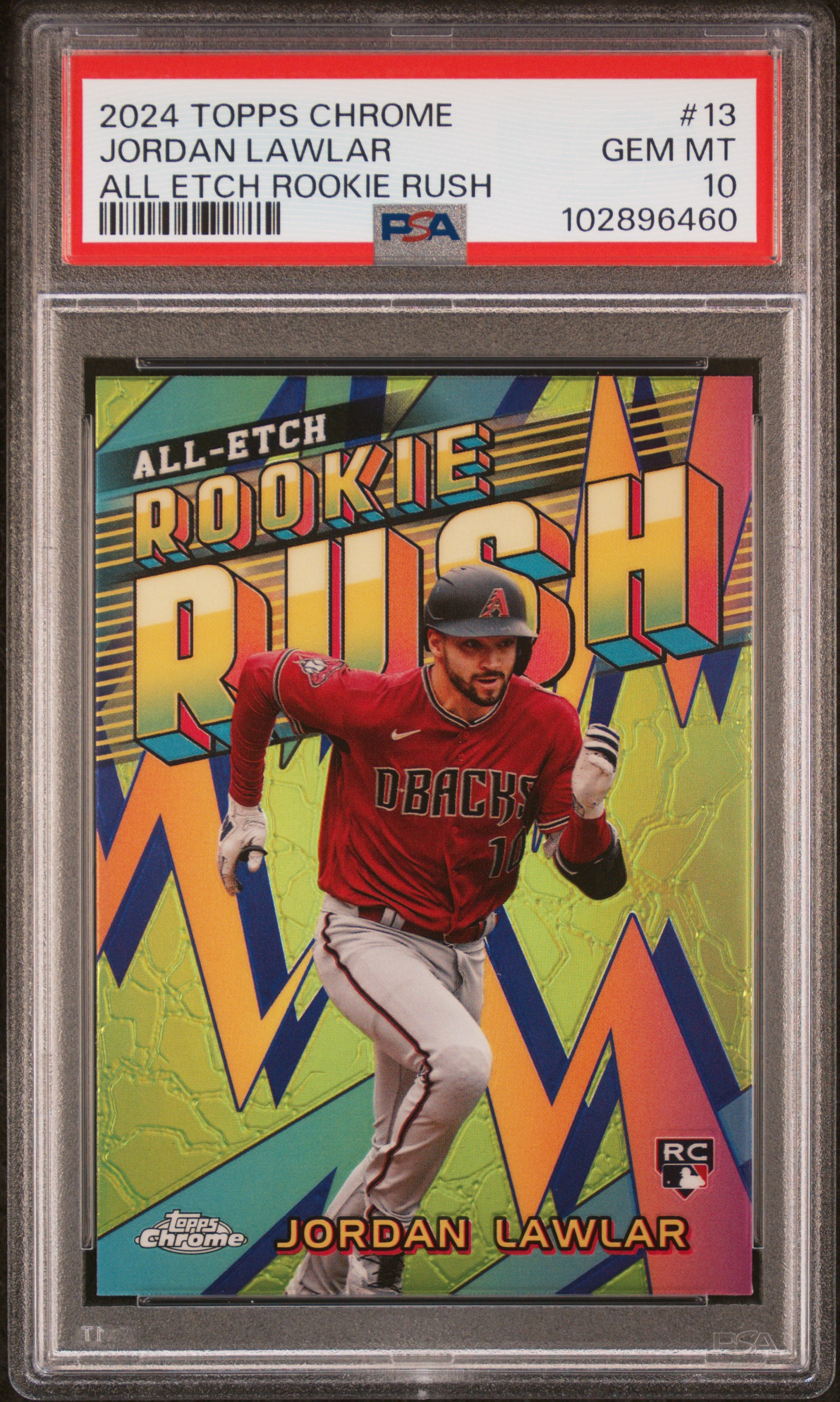 2024 Topps Chrome Chrome All Etch Rookie Rush Jordan Lawlar #13 Gem Mt 10 front