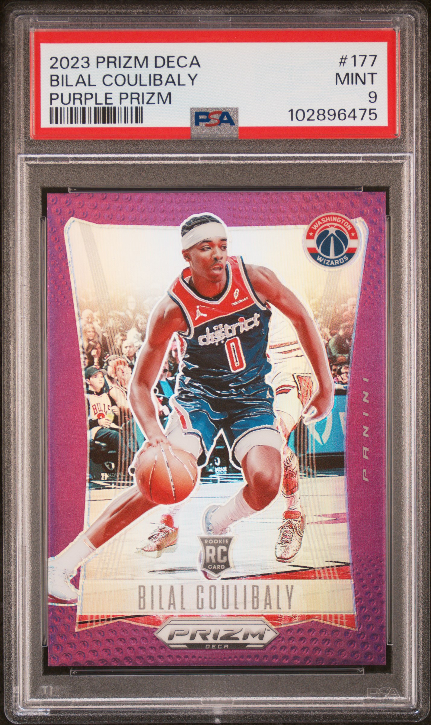 2023 Panini Prizm Deca Bilal Coulibaly #177 (Purple Prizm) Mint 9 front