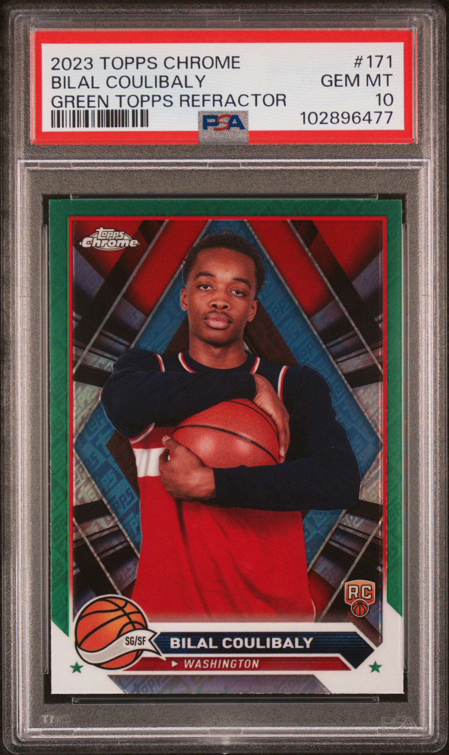 2023 Topps Chrome Bilal Coulibaly #171 (Green Topps Refractor) Gem Mt 10 front