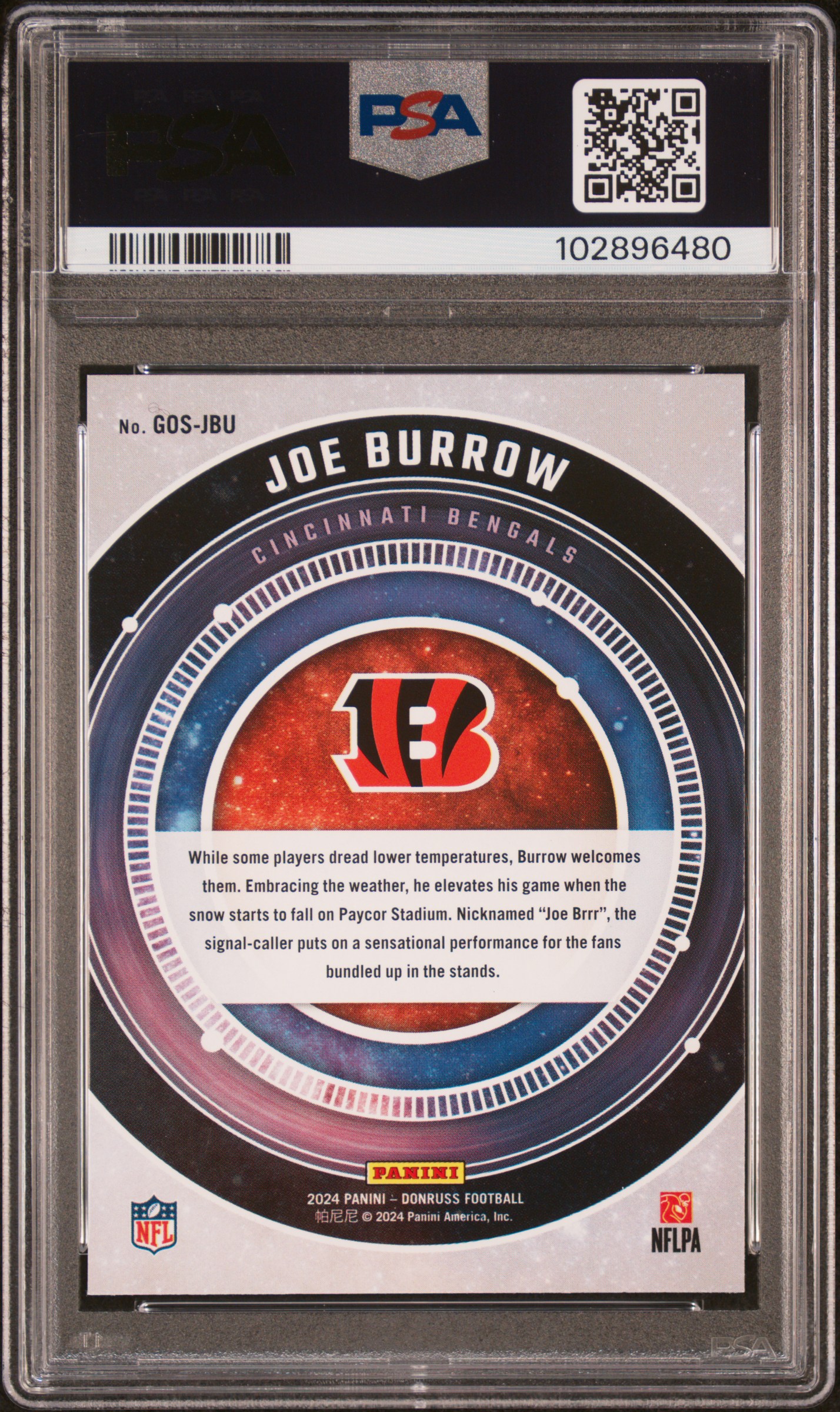2024 Panini Donruss Galaxy Of Stars Joe Burrow #Gosjbu Mint 9 back