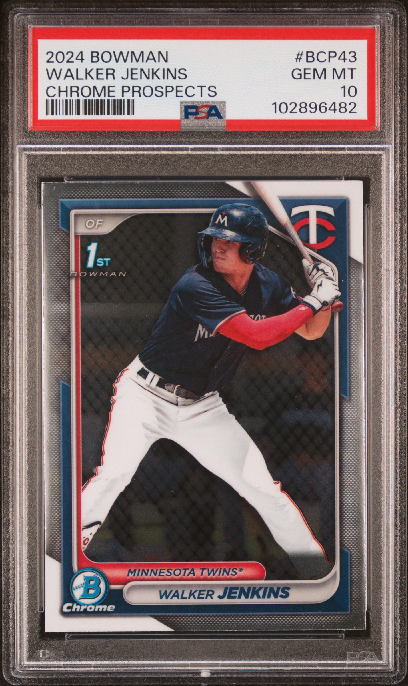 2024 Bowman Chrome Prospects Walker Jenkins #Bcp43 Gem Mt 10 front