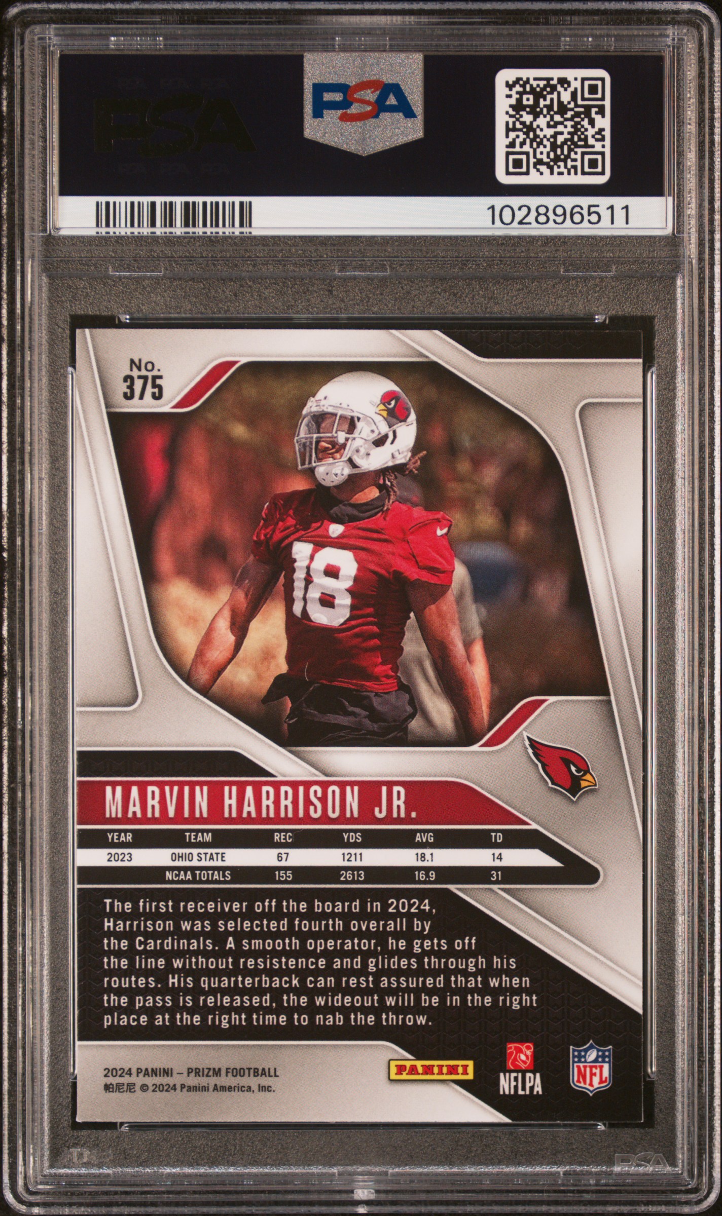 2024 Panini Prizm Marvin Harrison Jr. #375 Gem Mt 10 back