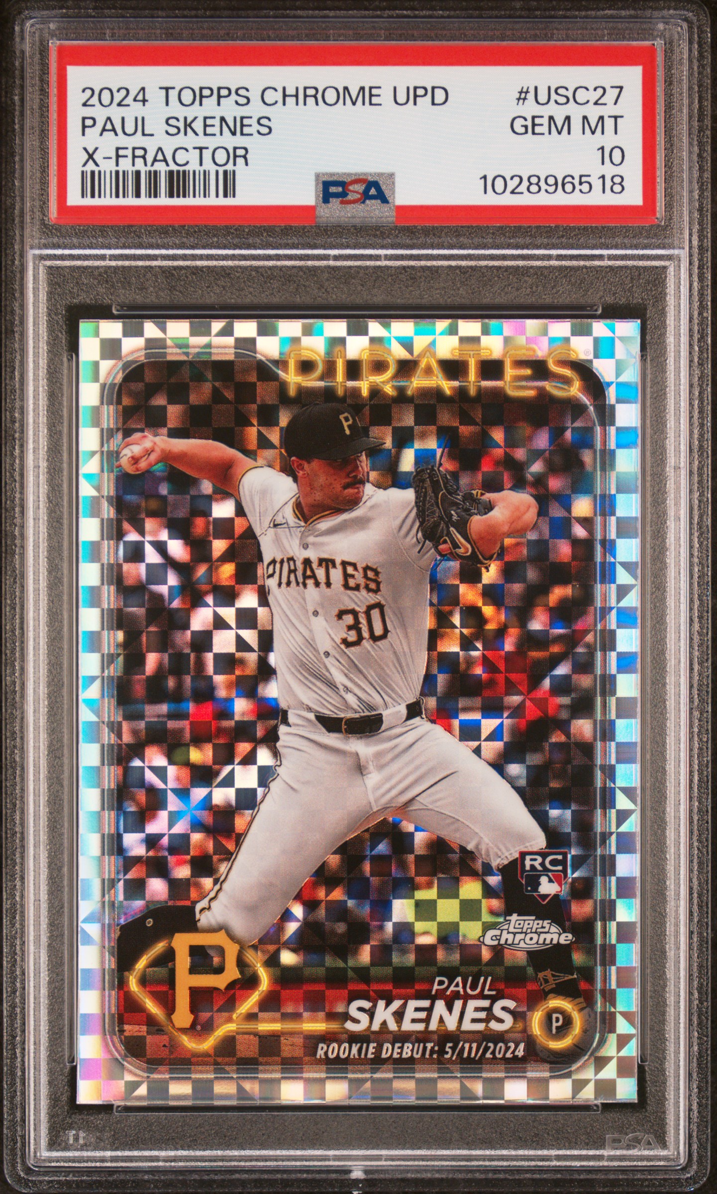 2024 Topps Chrome Update Paul Skenes #Usc27 (X-Fractor) Gem Mt 10 front