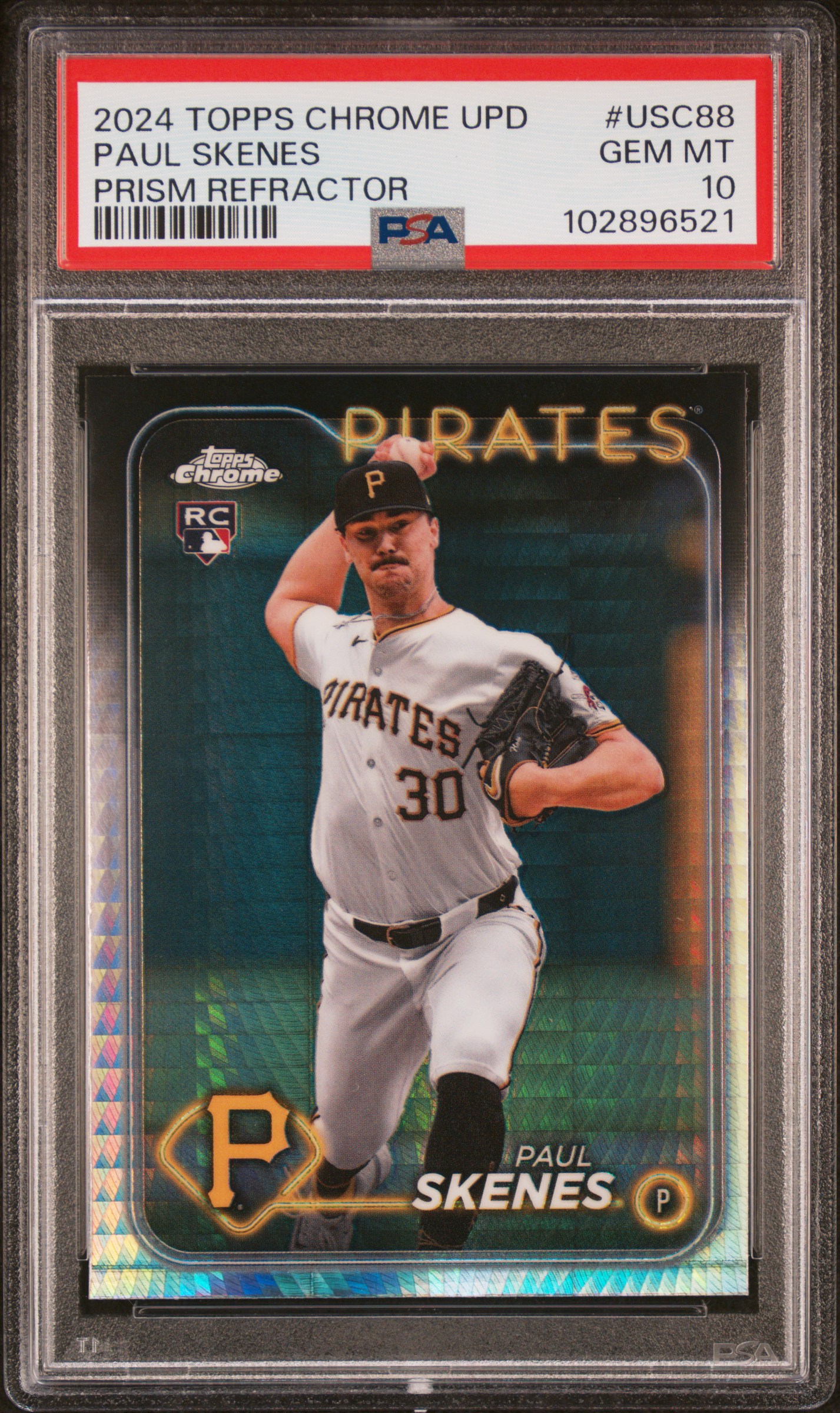 2024 Topps Chrome Update Paul Skenes #Usc88 (Prism Refractor) Gem Mt 10 front