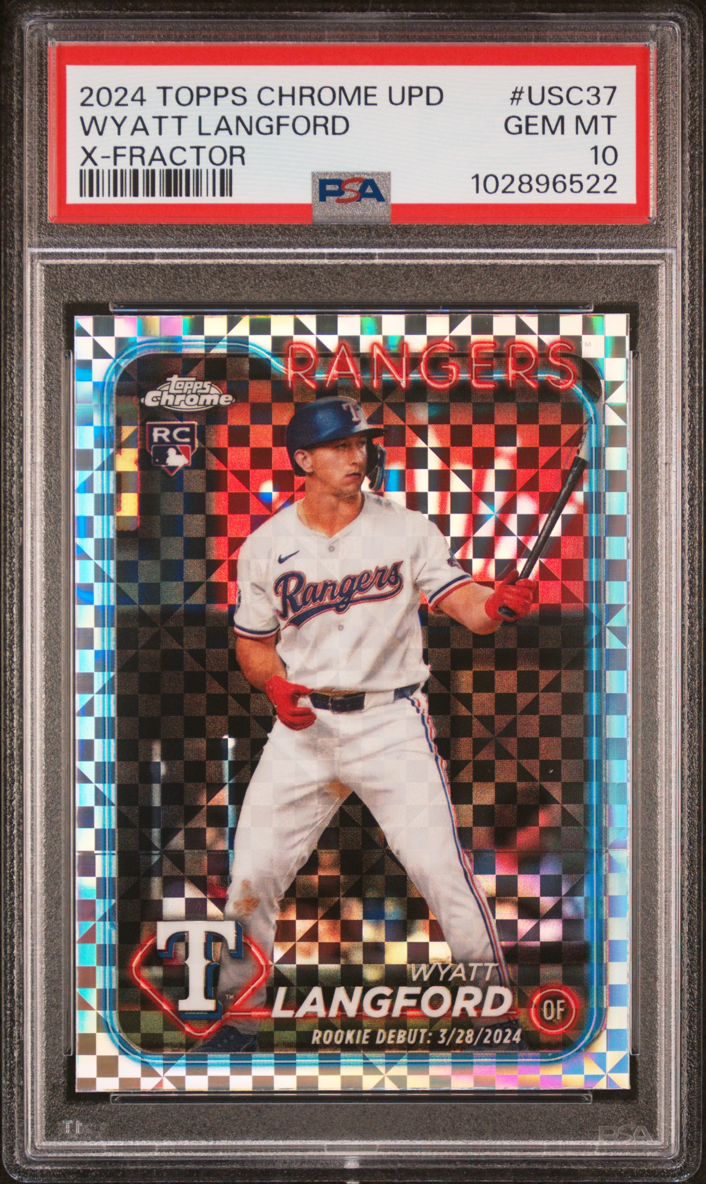 2024 Topps Chrome Update Wyatt Langford #Usc37 (X-Fractor) Gem Mt 10 front