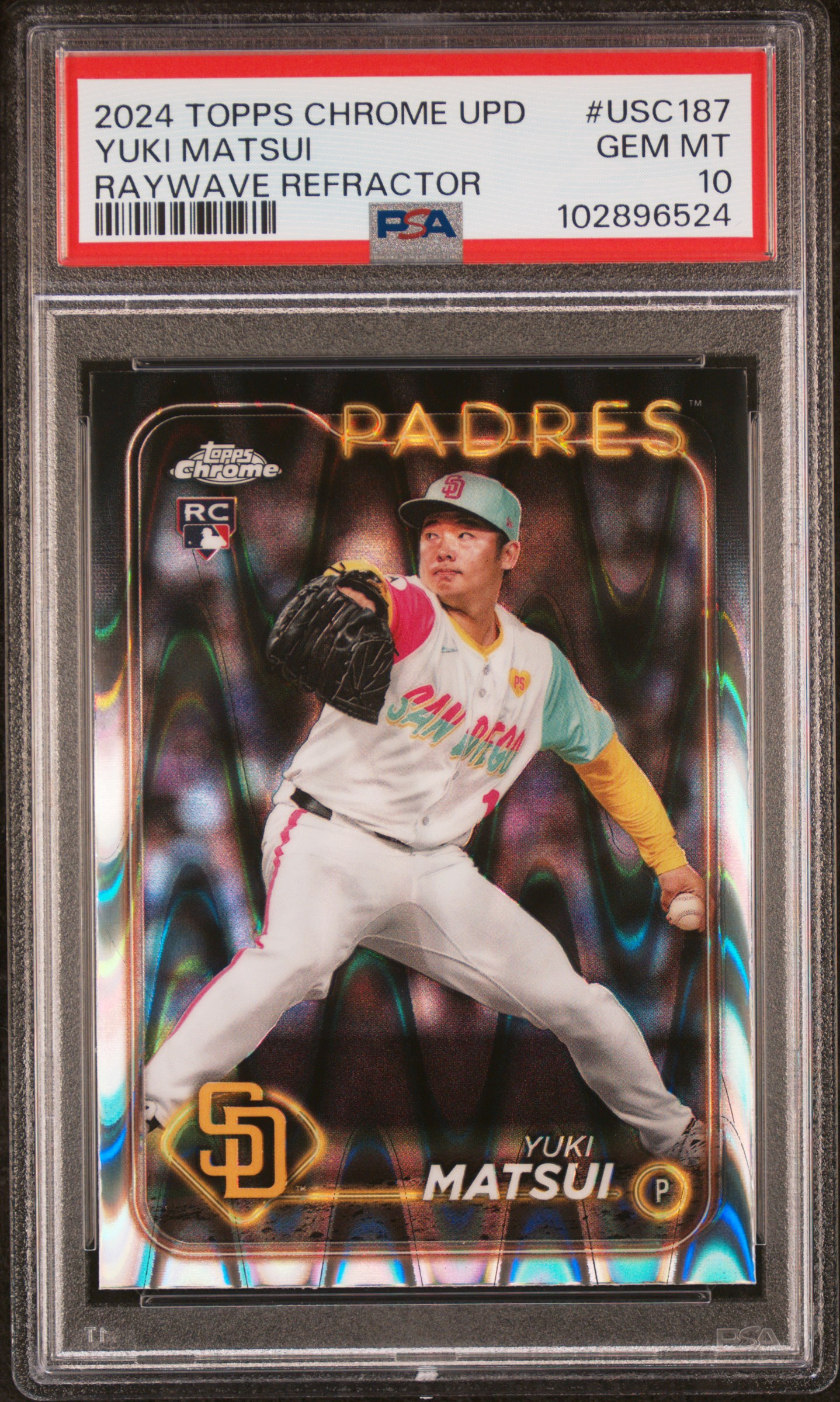 2024 Topps Chrome Update Yuki Matsui #Usc187 (Raywave Refractor) Gem Mt 10 front