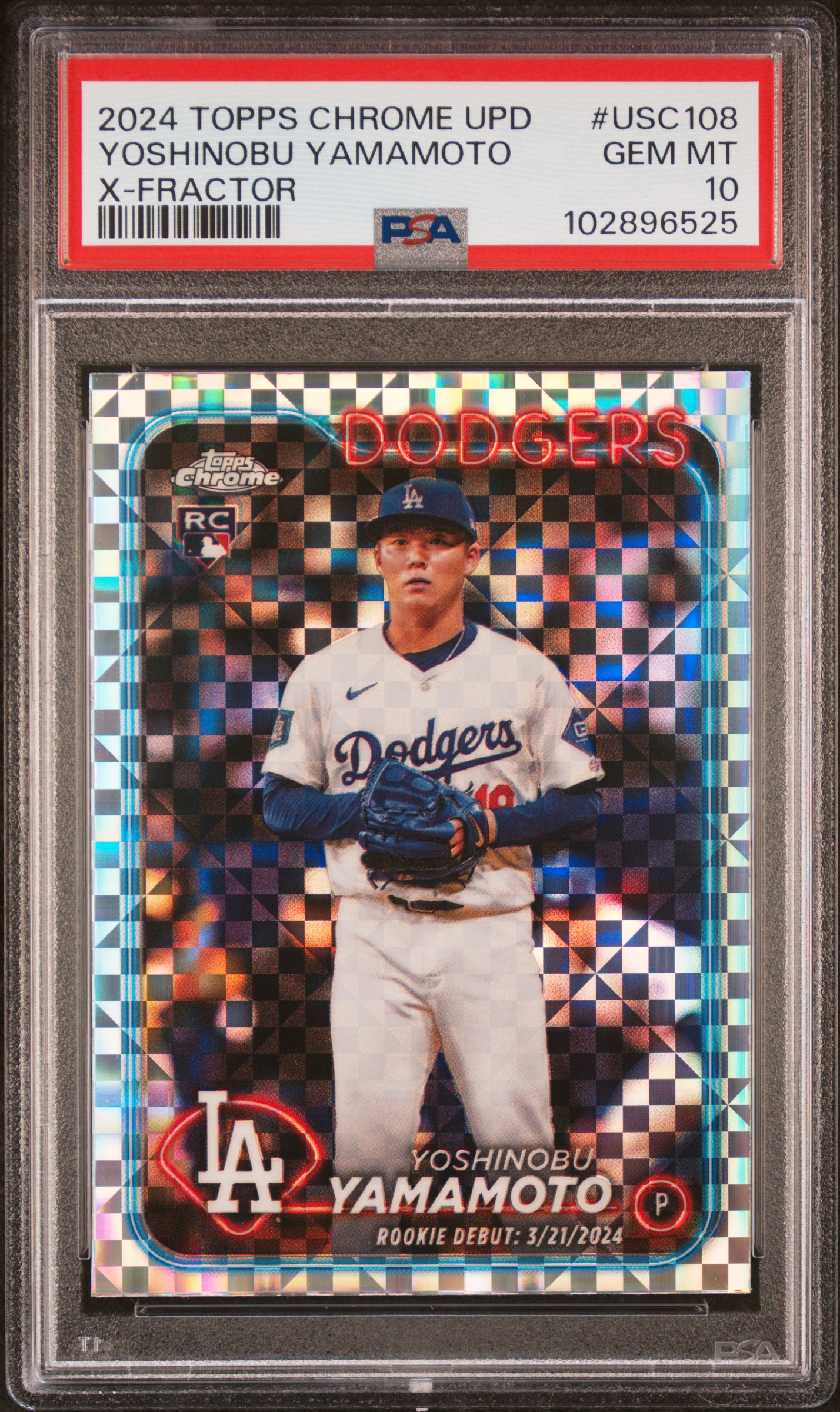 2024 Topps Chrome Update Yoshinobu Yamamoto #Usc108 (X-Fractor) Gem Mt 10 front