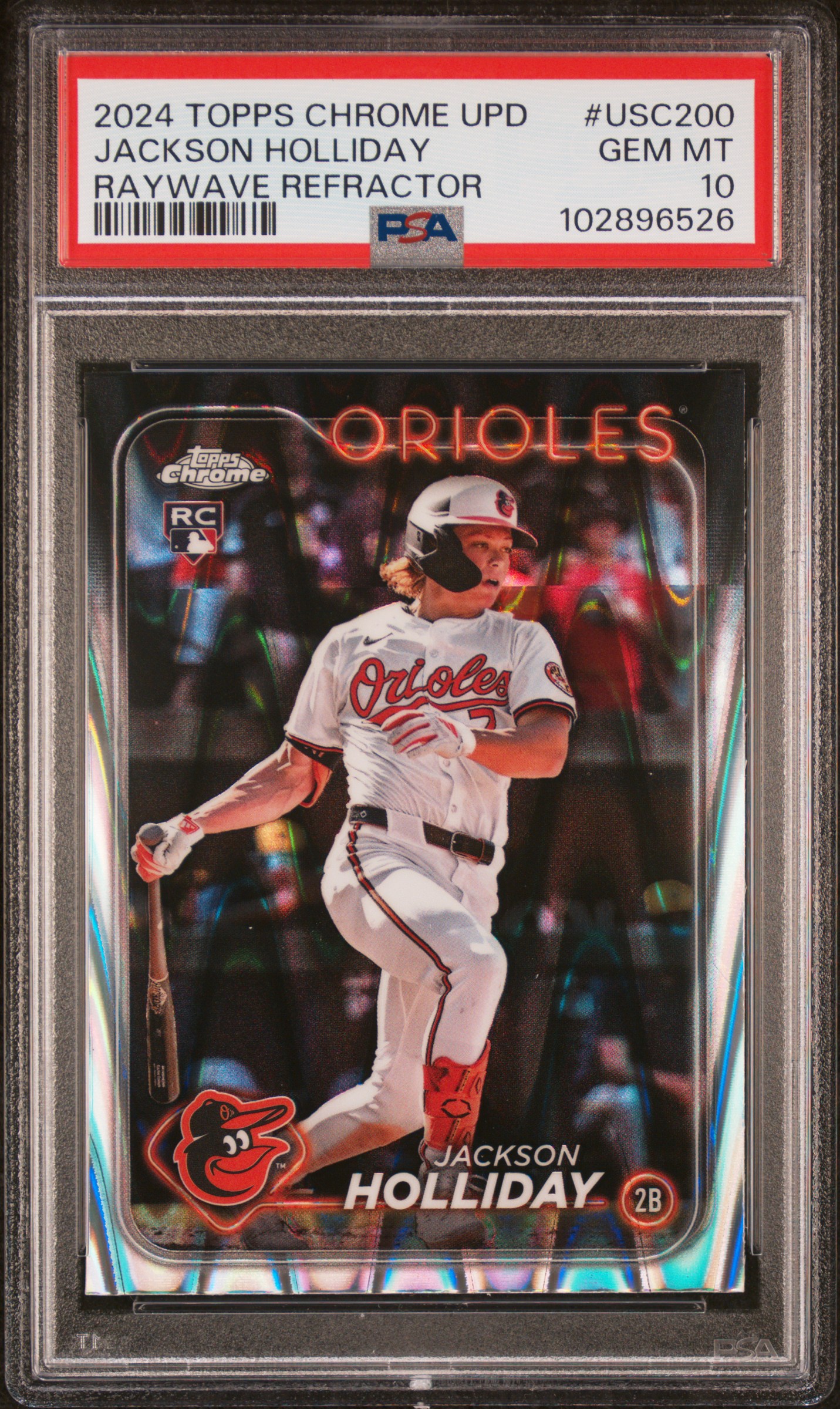 2024 Topps Chrome Update Jackson Holliday #Usc200 (Raywave Refractor) Gem Mt 10 front