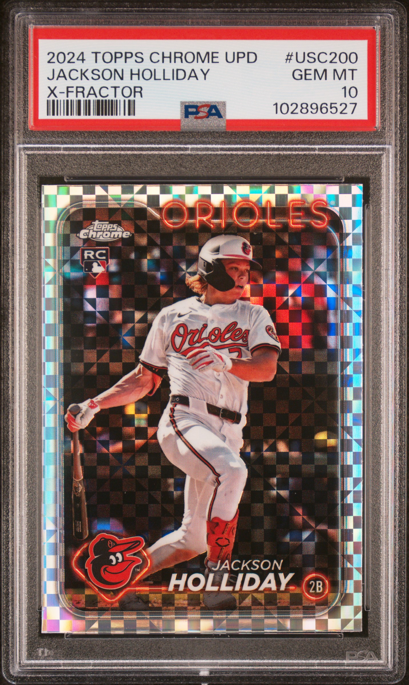 2024 Topps Chrome Update Jackson Holliday #Usc200 (X-Fractor) Gem Mt 10 front