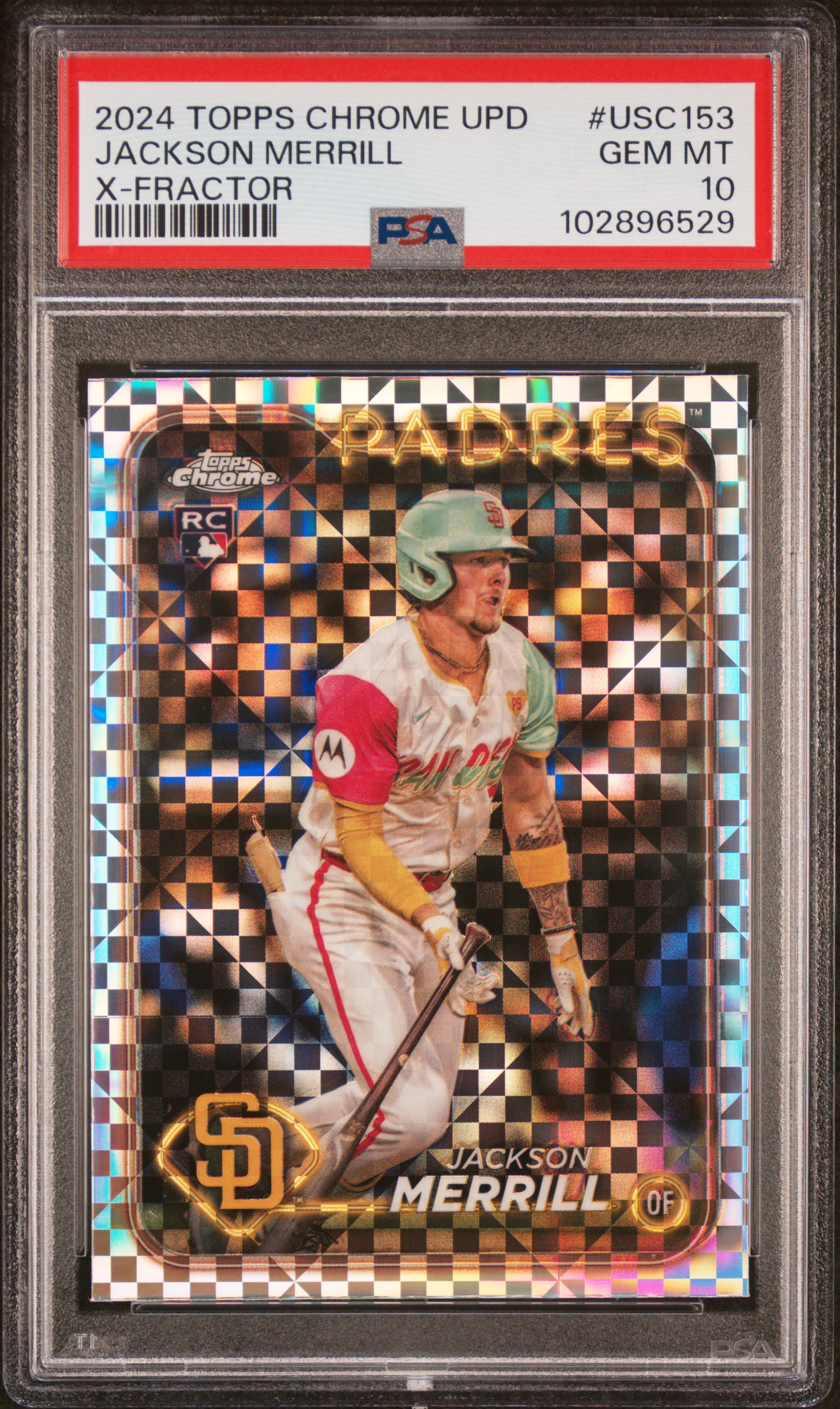 2024 Topps Chrome Update Jackson Merrill #Usc153 (X-Fractor) Gem Mt 10 front
