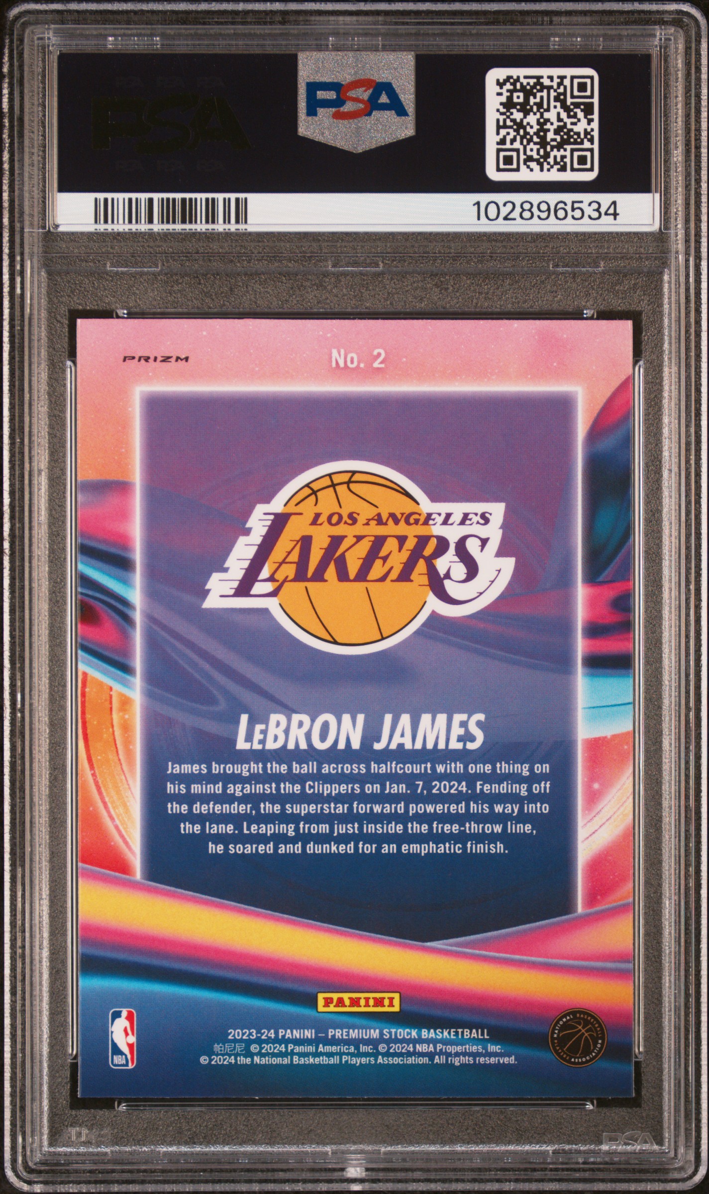 2023 Panini Hoops Premium Stock Anti Gravity Lebron James #2 (Anti Gravity-Silver Prizm) Gem Mt 10 back