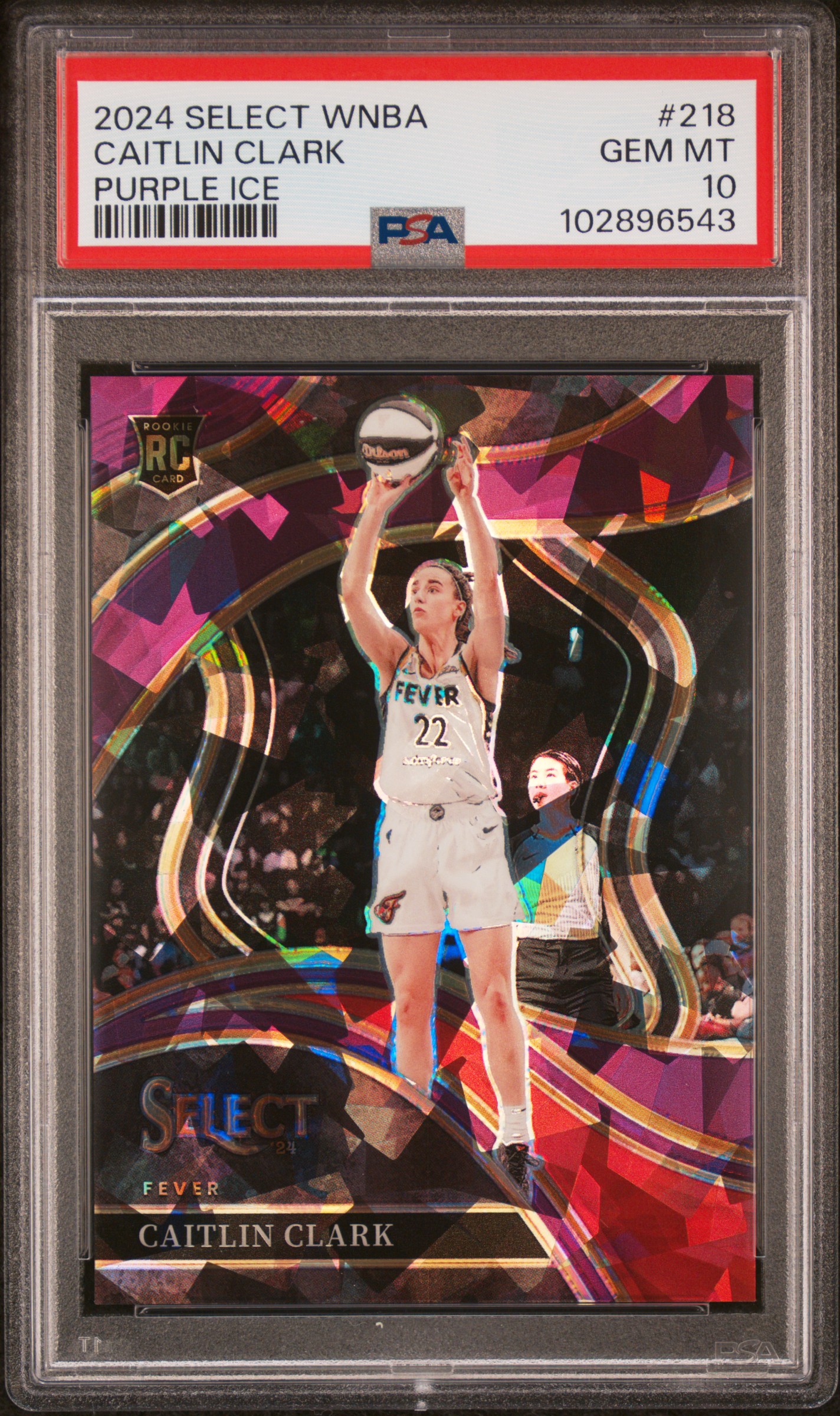 2024 Panini Select Wnba Caitlin Clark #218 (Purple Ice) Gem Mt 10 front