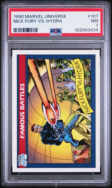 1990 Impel Marvel Universe #107 Nick Fury Vs. Hydra front
