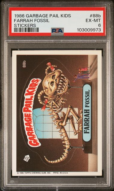 1986 Topps Garbage Pail Kids STICKERS #88B Farrah Fossil front