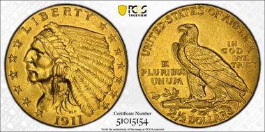 1911 $2.50 AU55