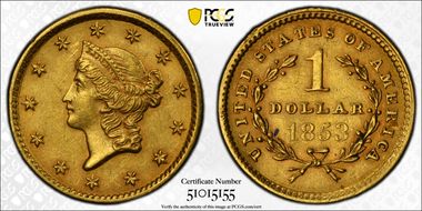 1853 G$1 AU58