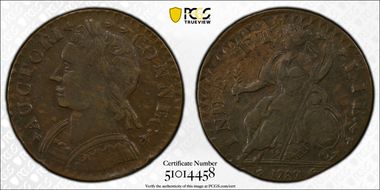1787 CT 1/2P Arrows at Date, Miller 14-H AU50BN