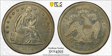 1870 $1 AU53