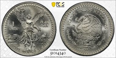 1991-Mo Onza Libertad Ag T2 - PLaTA PuRA MS66