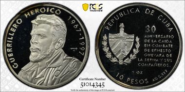1997 10 Peso Guevara Bust PR67DCAM