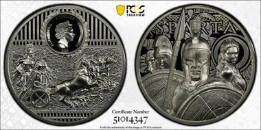 2023 $5 Sparta - Ag 1oz High Relief PR70DCAM