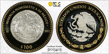 2012-Mo 100 P Counterstamped 1804-Mo 8R Numismatic Heritage PL69
