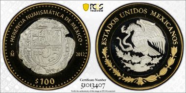 2012-Mo 100 P Felipe III Cob Numismatic Heritage PL69