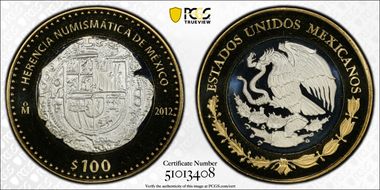 2012-Mo 100 P Felipe III Cob Numismatic Heritage PL69