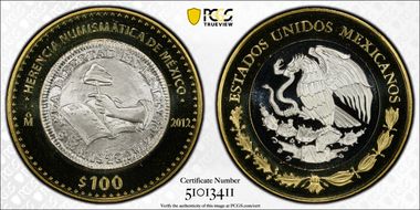 2012-Mo 100 P 1828-Mo 8 Escudo Numismatic Heritage PL69