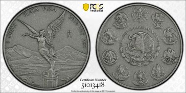 2018-Mo Onza Libertad Ag - Antiqued SP70
