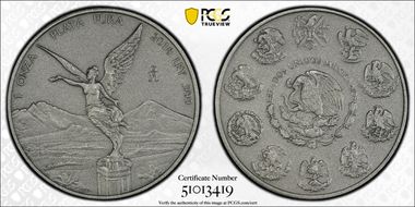 2018-Mo Onza Libertad Ag - Antiqued SP70