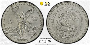 1991-Mo Onza Libertad Ag T2 - PLaTA PuRA MS69