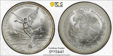 1997-Mo Onza Libertad Ag MS67