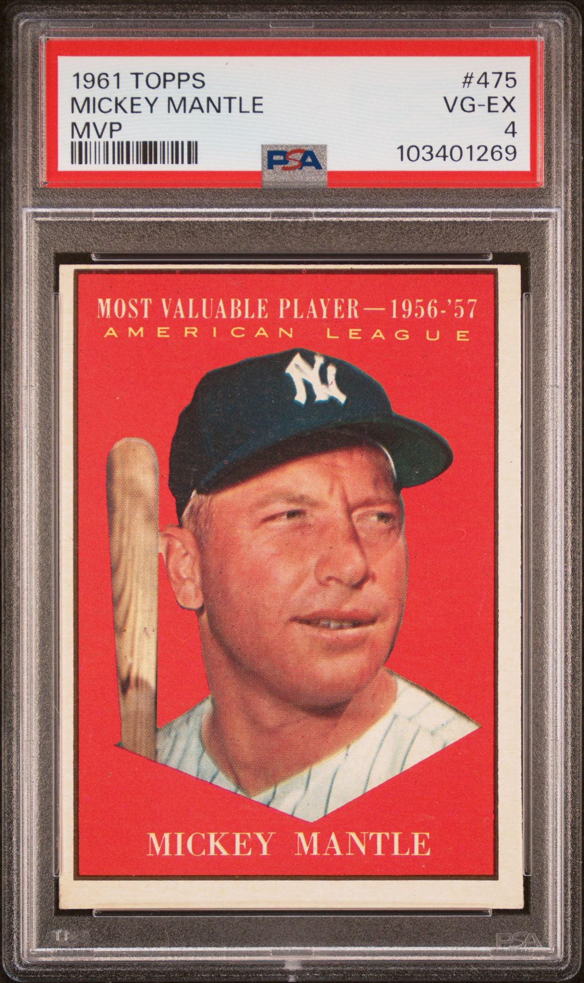 1961 Topps TOPPS MVP #475 Mickey Mantle front