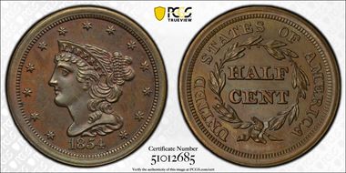 1854 1/2C PR63BN