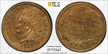 1863 1C MS63