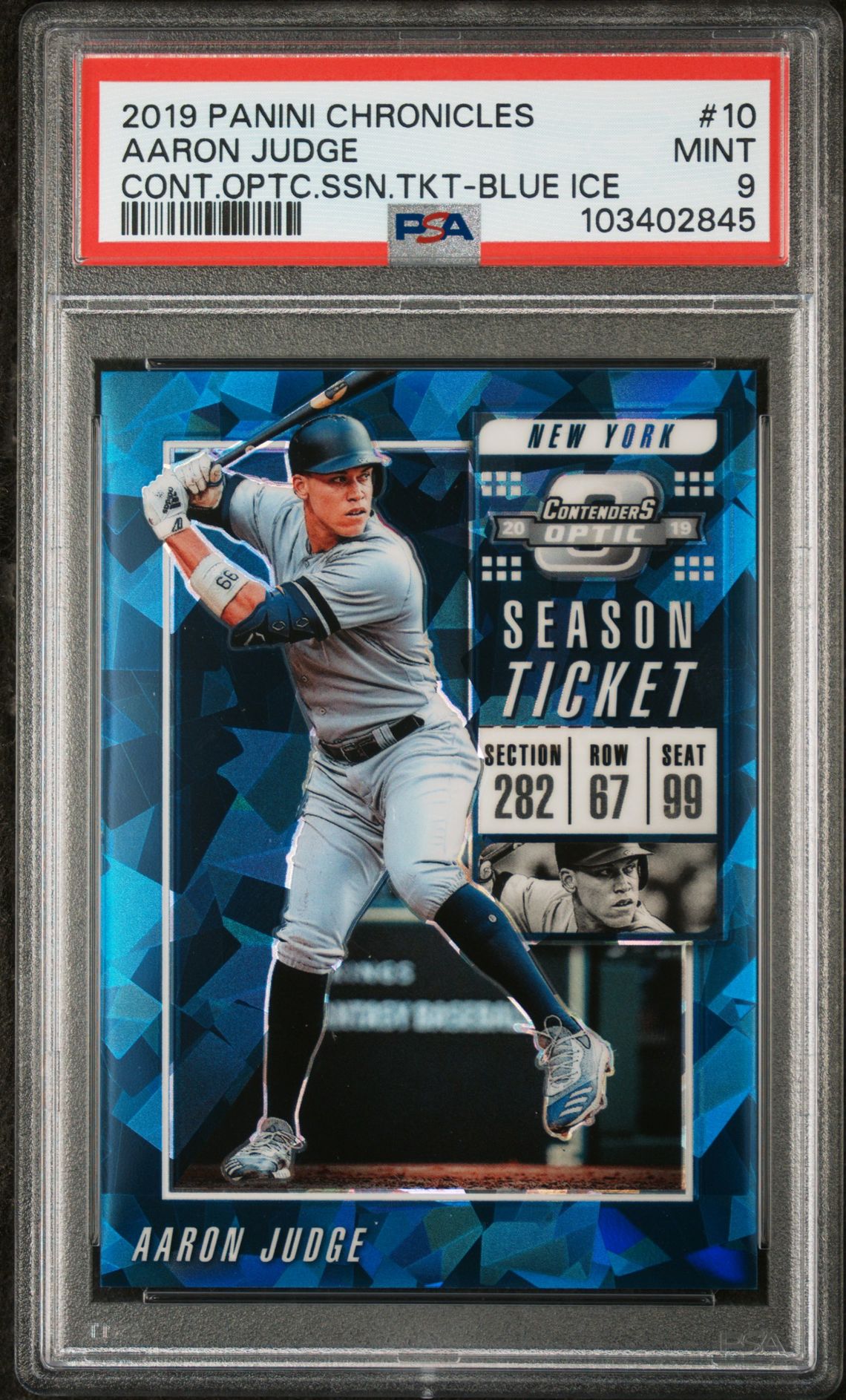 2019 Panini PANINI CHRONICLES CONTENDERS OPTIC SEASON TICKET Blue Ice #10 Aaron Judge front