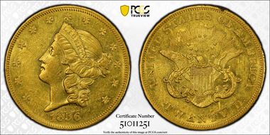 1856-O $20 AU58