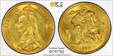 1887 £2 S-3865 AU58