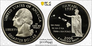 2008-S 25C Hawaii PR69DCAM