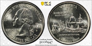 2000-D 25C Virginia MS67