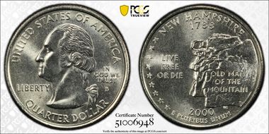 2000-D 25C New Hampshire MS67