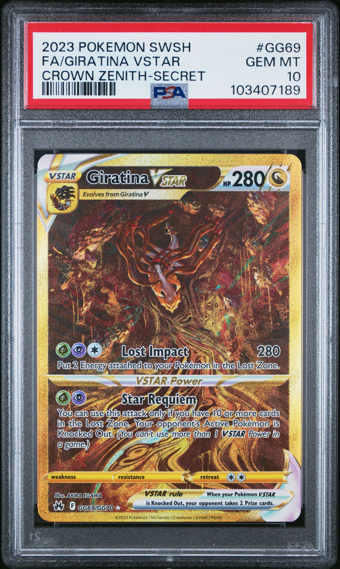 2023 Pokemon Sword And Shield Crown Zenith Fa/Giratina Vstar #Gg69 (Crown Zenith-Secret) Gem Mt 10 front