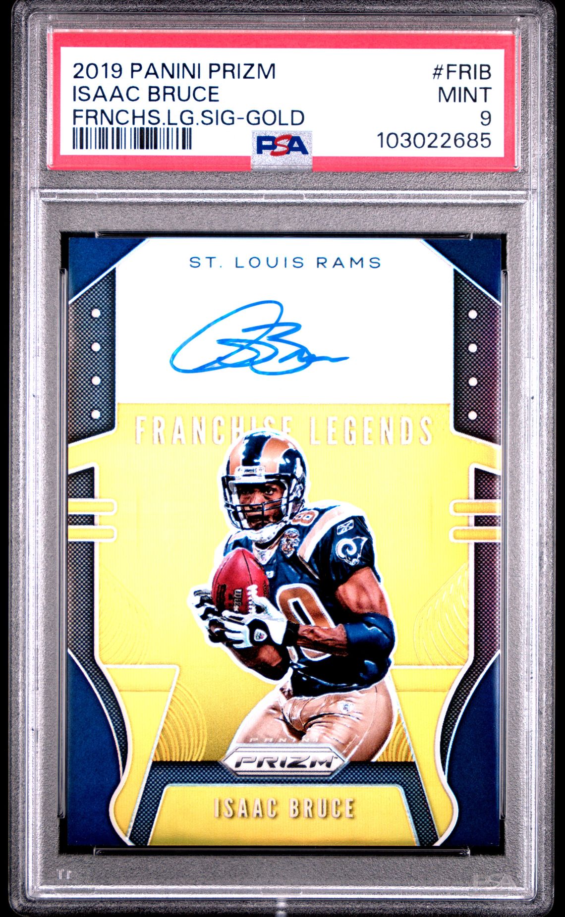 2019 Panini Prizm Franchise Legends Signatures Isaac Bruce #Frib (Frnchs.lg.sig-Gold) Mint 9 front