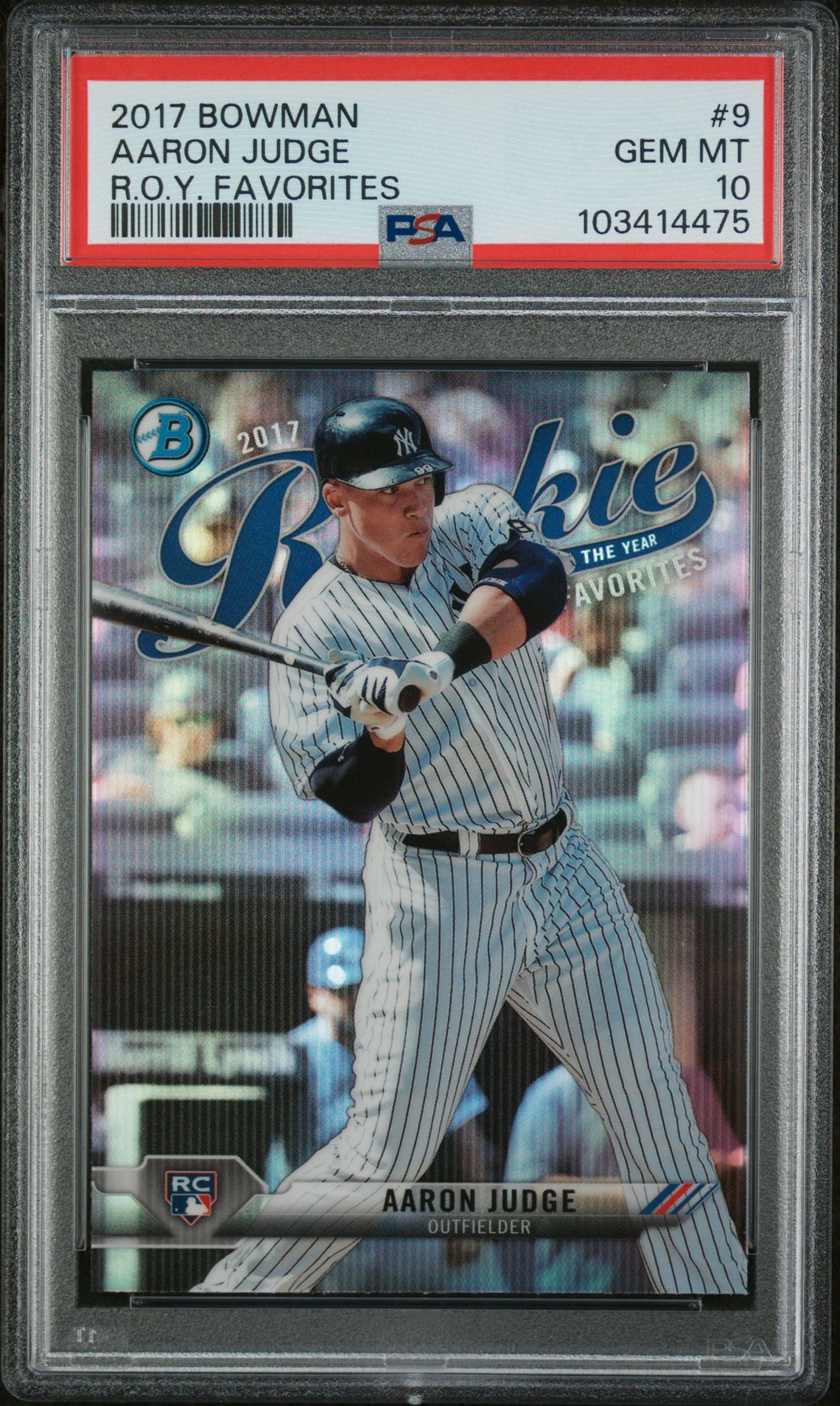2017 Bowman Rookie Of The Year Roy Favorites Aaron Judge #9 (R.o.y. Favorites) Gem Mt 10 front