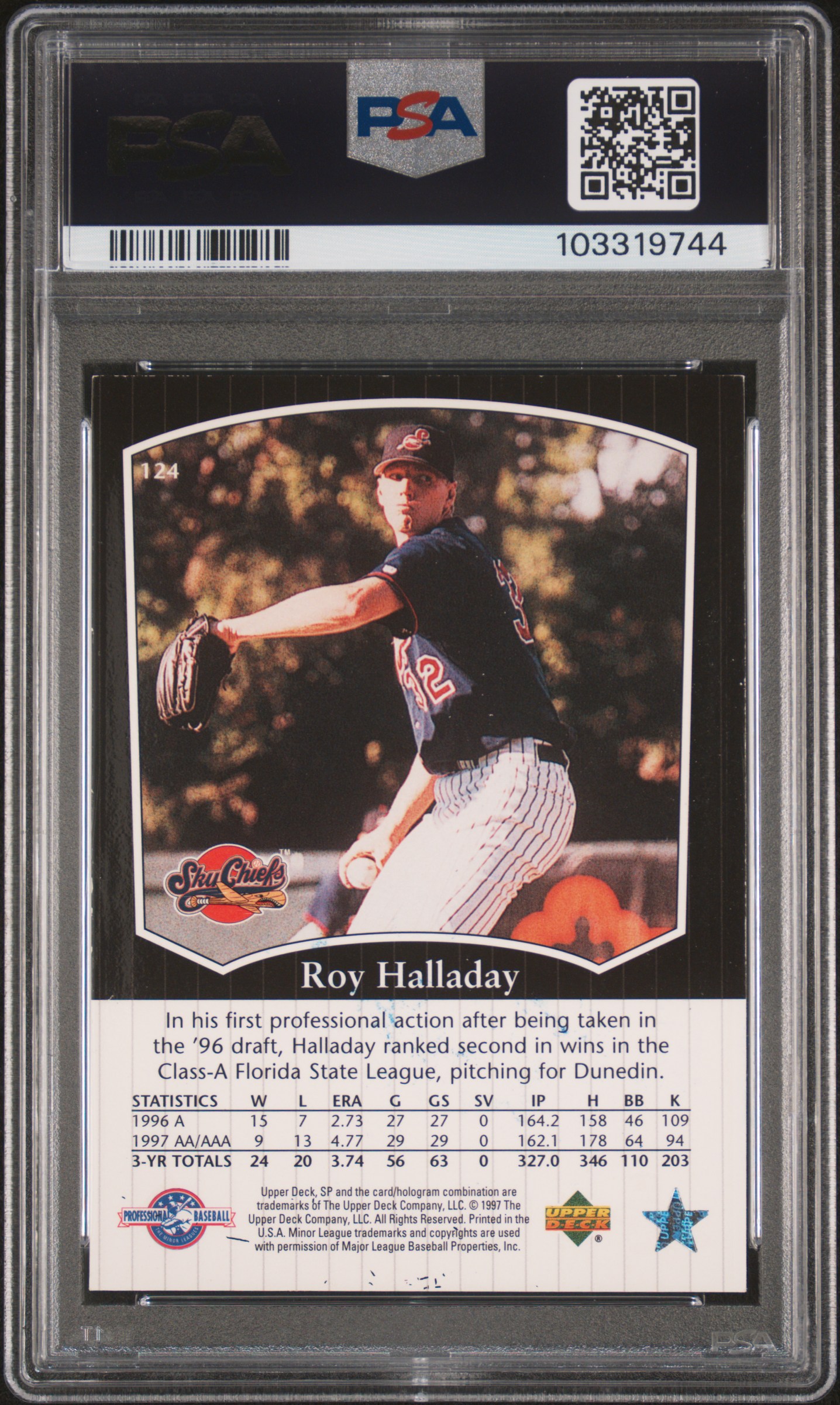 1998 Sp Top Prospects Roy Halladay #124 back