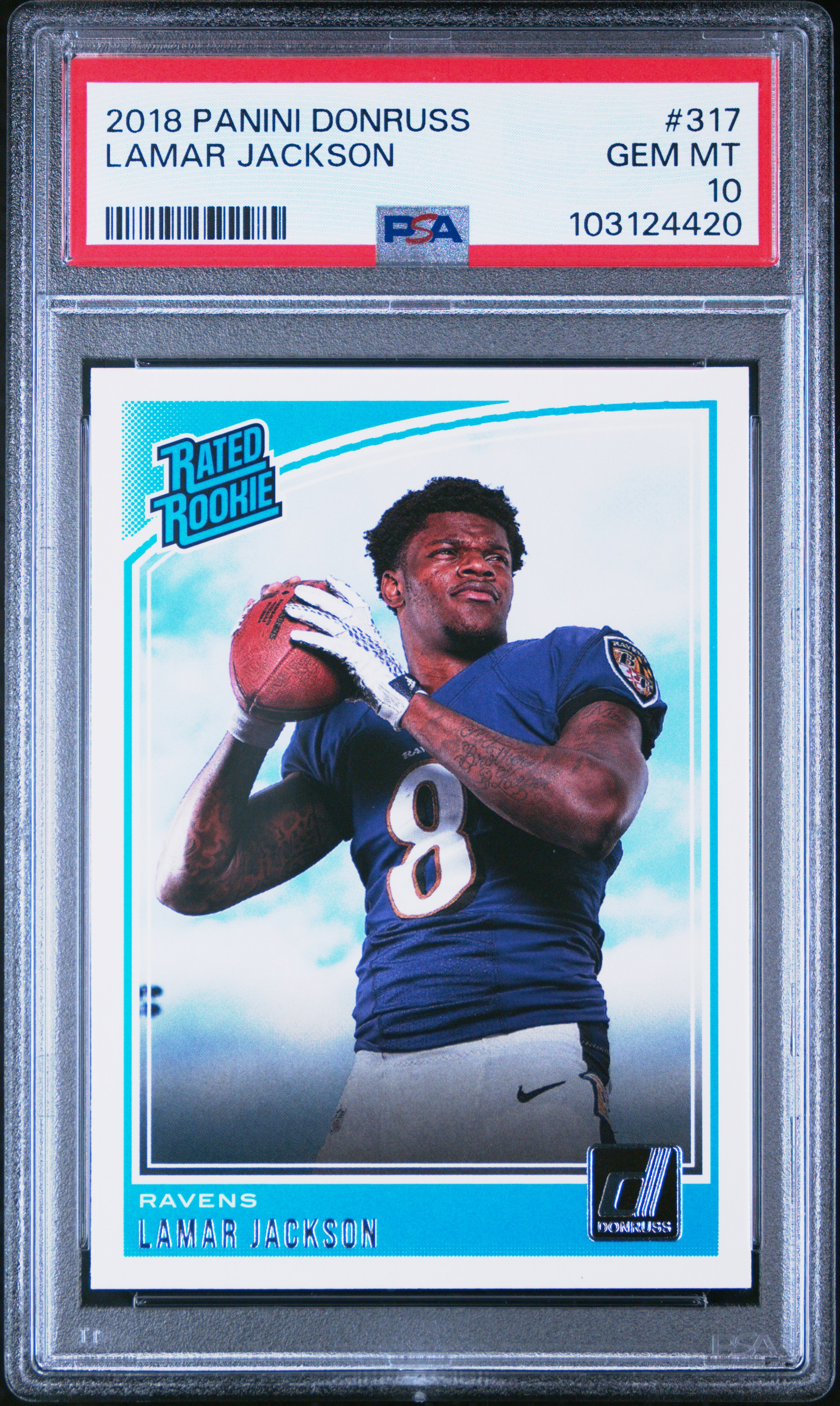 2018 Panini Donruss Lamar Jackson #317 Gem Mt 10 front