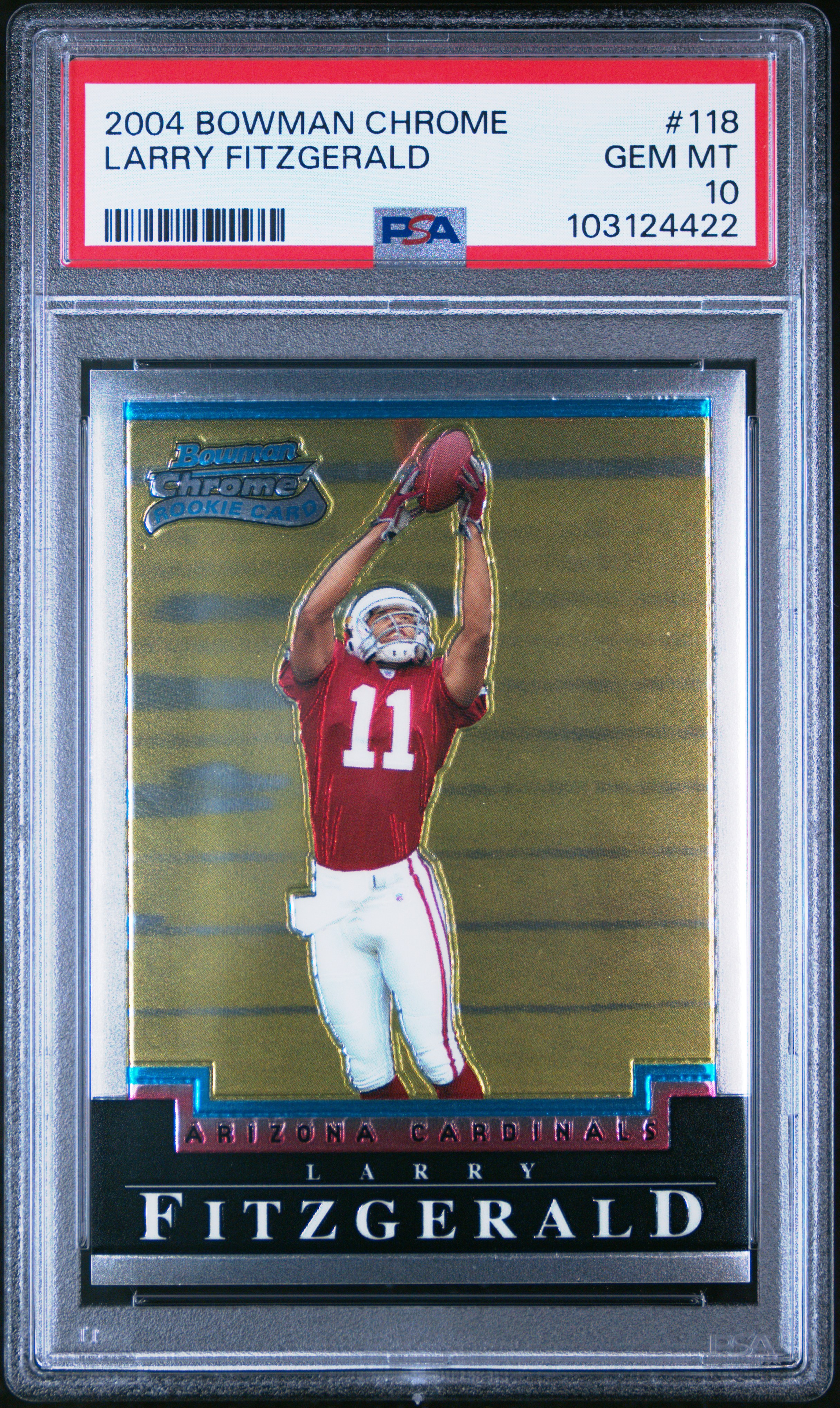 2004 Bowman Chrome Larry Fitzgerald #118 Gem Mt 10 front